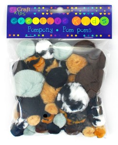 Pompony akrylowe mix Animal Prints 56 szt KSPO-011