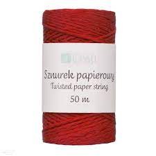 Sznurek papierowy skręcany czerwony 50m