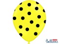Balon Kropki Czarne Żółty 30 cm - na sztuki