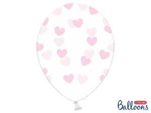 Balon Serduszka J.Różowe Crystal Clear 30 cm-1 szt