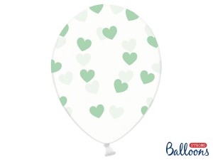 Balon Serduszka Miętowe Crystal Clear 30 cm - 1szt