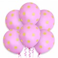 Balony 30 cm Kropki Żółte J.Różowy 5 sztuk