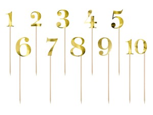 Numery na stół Złote 25,5-26,5 cm 