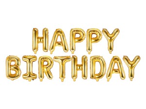 Balon foliowy Happy Birthday 340x35 cm Złoty 