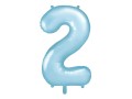 Balon foliowy Pastelowy Niebieski 85 cm cyfra 2