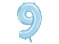 Balon foliowy Pastelowy Niebieski 85 cm cyfra 9