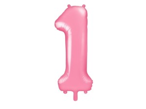 Balon foliowy Pastelowy Różowy 85 cm cyfra 1