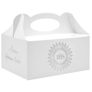 Pudełko na ciasto Komunia Silver Print PUDXS