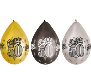 Balony 30 cm Sto Lat! "50" Metaliczne wiszące 6szt
