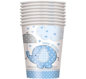 Kubeczki papierowe Baby Shower Słonik niebieskie