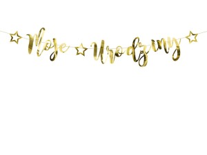 Baner Moje Urodziny złoty 16,5x90 cm 