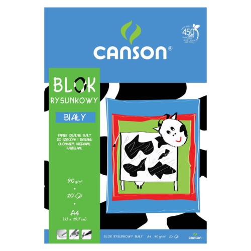 Blok rysunkowy Biały A4 90g 20k. Canson