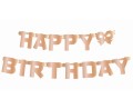 Girlanda Happy Birthday metal. różowe złoto 160 cm