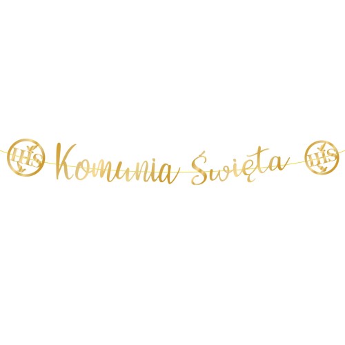 Baner Komunia Święta IHS złoty 150 cm