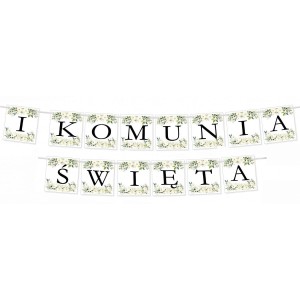 Baner I Komunia Święta kwiaty 200 cm 