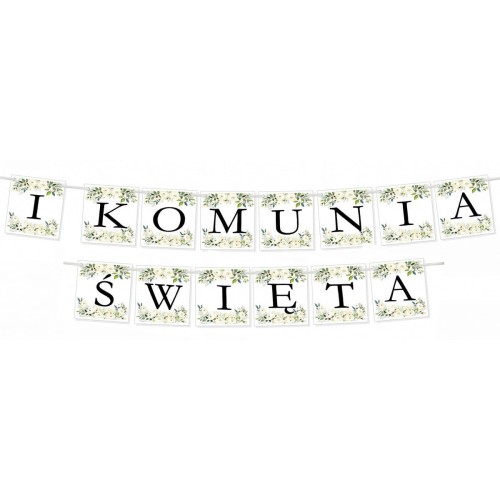 Baner I Komunia Święta kwiaty 200 cm