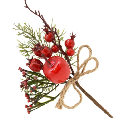 Gałązka świąteczna z jabłkiem 24 cm 06572