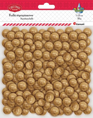 Kulki styropianowe brokatowe 10-12mm złote 20g
