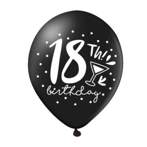 Balon 30 cm 18th Birthday pastel czarny - 1 szt