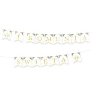 Banner I Komunia Święta IHS Eukaliptus 240 cm