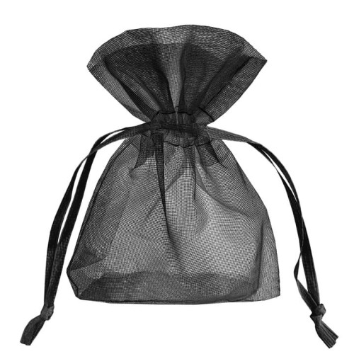 Woreczki z organzy Czarne 10x15cm - 10 sztuk