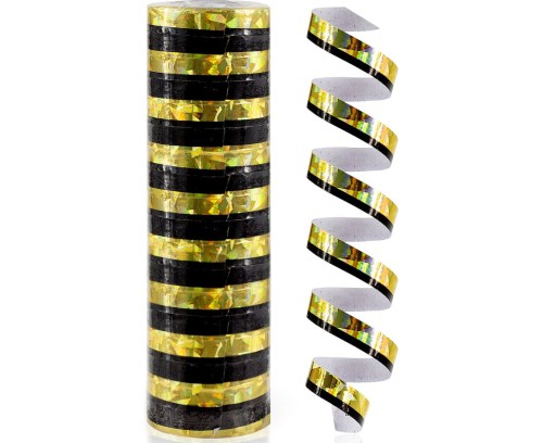 Serpentyny holograficzne Czarno-Złote 72m