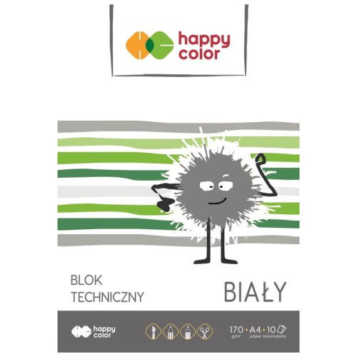 Blok techniczny biały A4 10k. 170g Happy Color