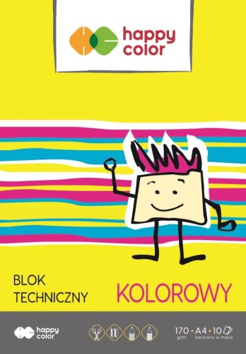 Blok techniczny kolorowy A4 10k. 170g Happy Color