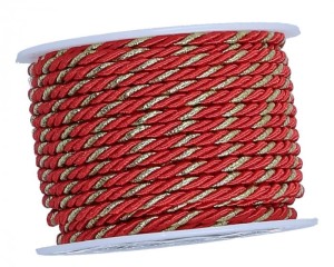 Sznur skręcany 3mm 10m złoto-czerwony SN018