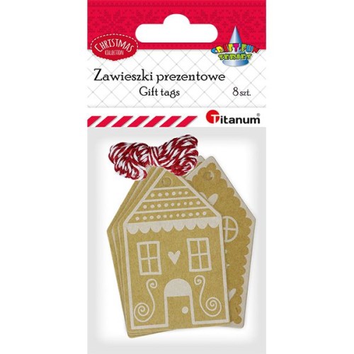 Zawieszki prezentowe piernikowe domki 8 szt