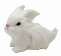 Zając z futerka siedzący mini  Biały 6,5cm