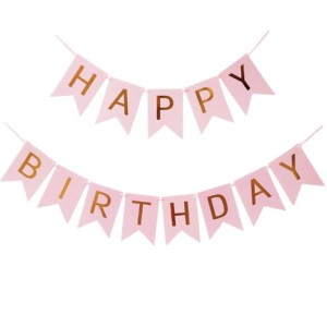 Baner urodzinowy Happy Birthday Różowy 16x20 cm