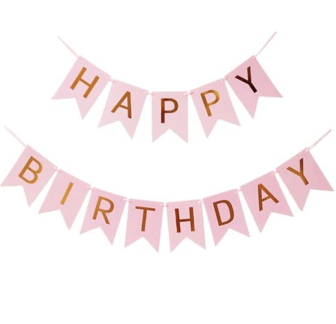 Baner urodzinowy Happy Birthday Różowy 16x20 cm