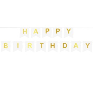 Baner urodzinowy Happy Birthday Biały 