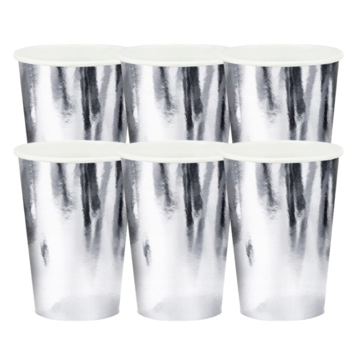 Kubeczki papierowe Srebrne 220 ml 6 szt