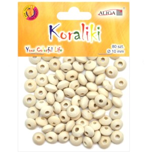 Koraliki drewniane płaskie 10 mm 80 szt.