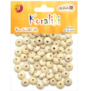 Koraliki drewniane płaskie 14 mm 80 szt.