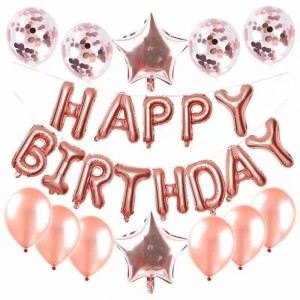 Zestaw balonów Happy Birthday Różowe Złoto
