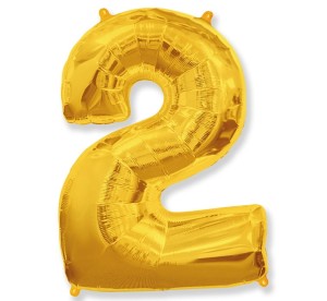 Balon foliowy Złoty 85 cm cyfra 2