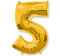 Balon foliowy Złoty 85 cm cyfra 5