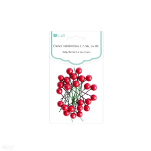 Owoce ostrokrzewu 1,2 cm czerwone 24 szt.