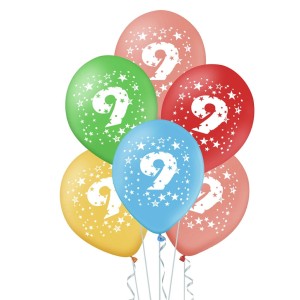 Balony 30 cm Cyfra 9 MIX metaliczno-pastelowy 5szt
