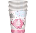 Kubeczki papierowe Baby Shower Słonik różowe