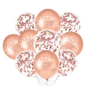 Zestaw balonów Bride To Be Konfetti Rose Gold 10sz