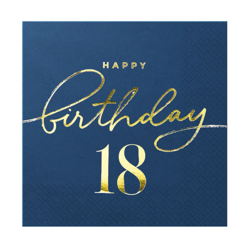 Serwetki Happy Birthday 18 granatowe 10szt