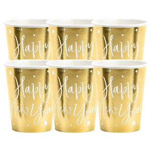 Kubeczki papierowe Happy New Year Złote 220ml