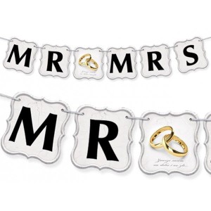 Baner Mr Mrs 150 cm obrączki VIP BR52
