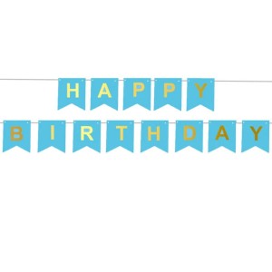 Baner urodzinowy Happy Birthday Niebieski 16x20 cm