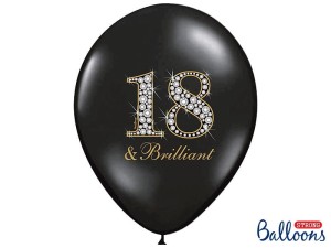 Balon 30 cm 18&Brilliant pastel czarny - na sztuki