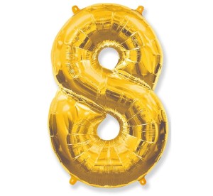 Balon foliowy Złoty 38 cm cyfra 8